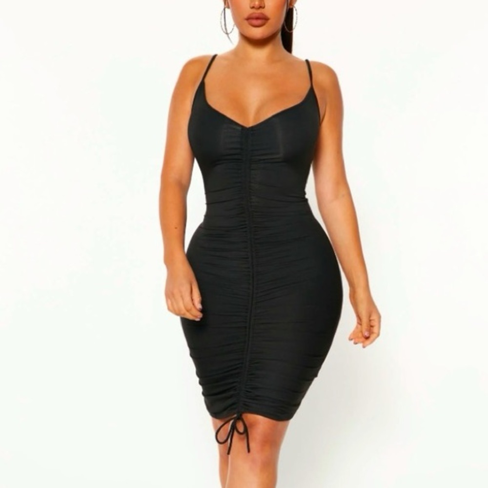 Mind Code Elegant Black Ruched Mini Dress